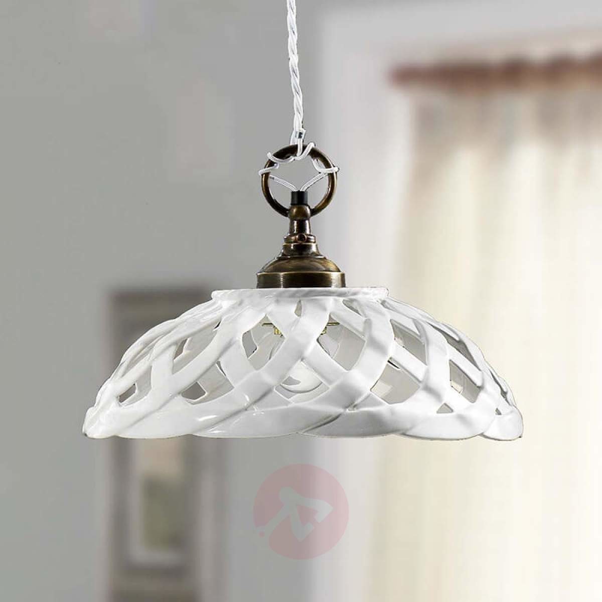 Ceramiche Biała ceramiczna lampa wisząca Emanuel,  32 cm