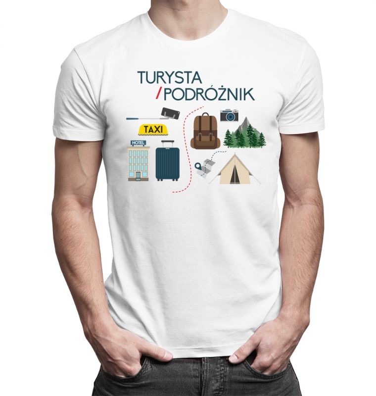Lista różnic - podróżnik a turysta - męska koszulka z nadrukiem