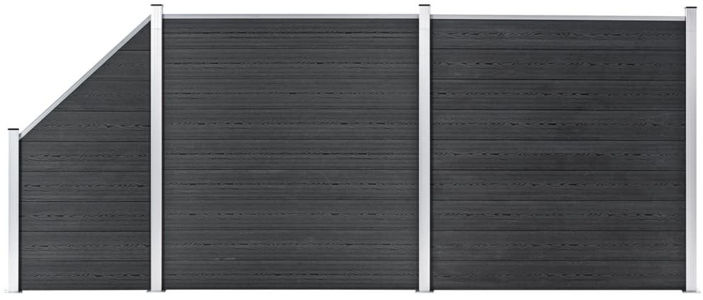 vidaxl Ogrodzenie WPC, 2 panele kwadratowe, 1 skośny, 446x186cm, szare 3053234