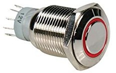 VS Electronic 300611 Włącznik przyciskowy, r1600r, 0.5 A/230 V, SPDT, czerwony R1600R