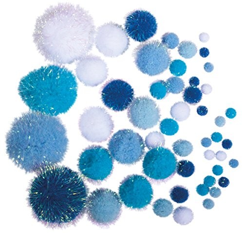 Rayher METALLIC-pompony, sortowane, niebiesko-białe, kolory + rozmiary sortowane, SB-Btl 50szt. 76529000