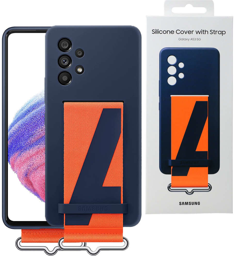 Samsung Oryginalne etui Silicone Cover Strap do Galaxy A53 5G Granatowe 13498X3