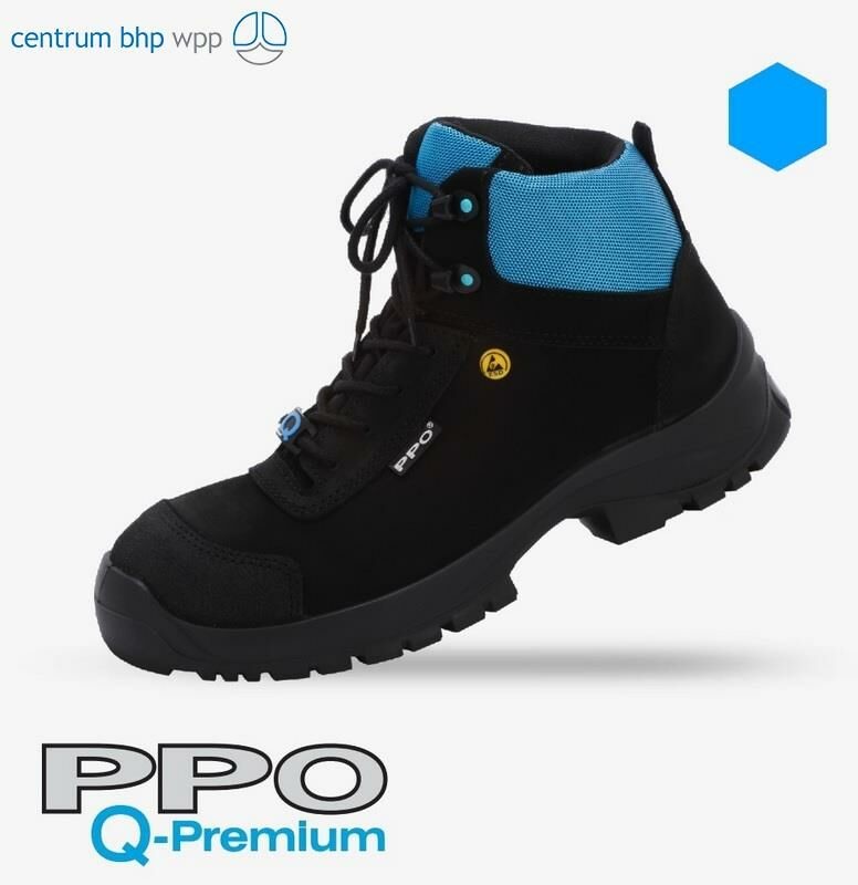 PPO Strzelce Opolskie TRZEWIKI BEZPIECZNE Z PODNOSKIEM KOMPOZYTOWYM I NIEMETALOWĄ WKŁADKĄ ANTYPRZEBICIOWĄ, MODEL Q6LG, PN-EN ISO 20345, S3, CI, SRC, ESD