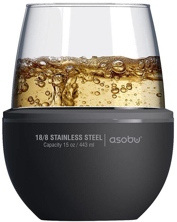 Asobu Pojemnik termiczny ze szklanką Asobu Insulated Wine Kuzie - black STL24 BLACK