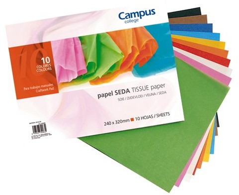Campus University CAMPUS University 630093  zestaw 10 arkuszy bibułki, 24 x 32 cm, wielokolorowy 630093