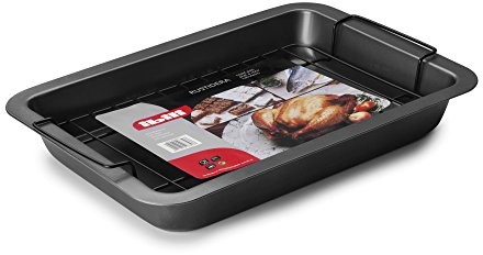 Ibili 828637 naczynie do zapiekania, z grill stal czarna 37 x 27 x 6 cm 828637