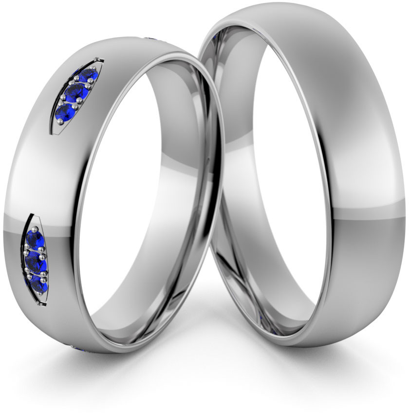 Eminence Obrączki ślubne palladowe 5 mm z szafirami - Pd-85 Pd-85-2