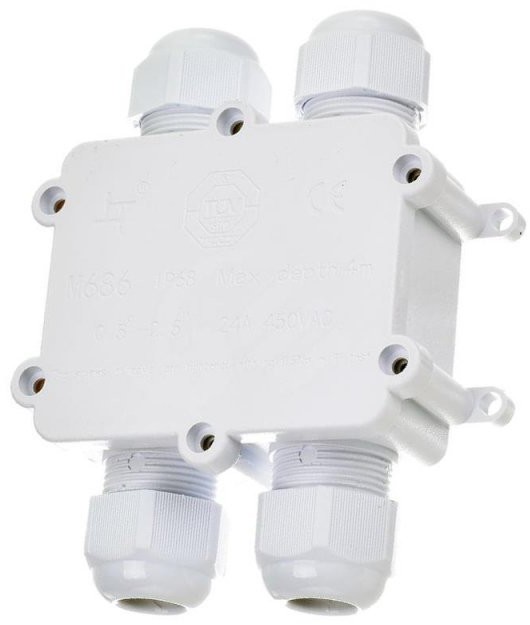 Geberit v-tac Puszka Mufa Hermetyczna Biała 4x 4Pin 0.5-4mm2 Średnica kabla 8-12mm IP68 V-TAC VT-871