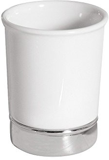 InterDesign Inter wzornictwo York ceramiczny kubek do łazienki biały/chrom 70401