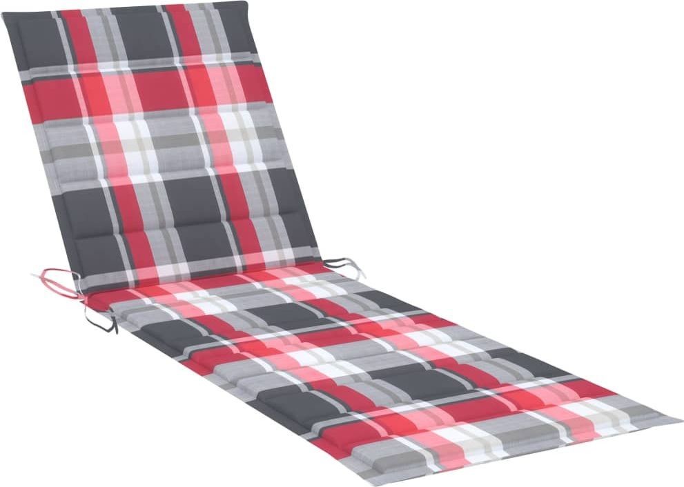 vidaXL Poduszka na leżak czerwona krata 200x60x4 cm tkanina  314216
