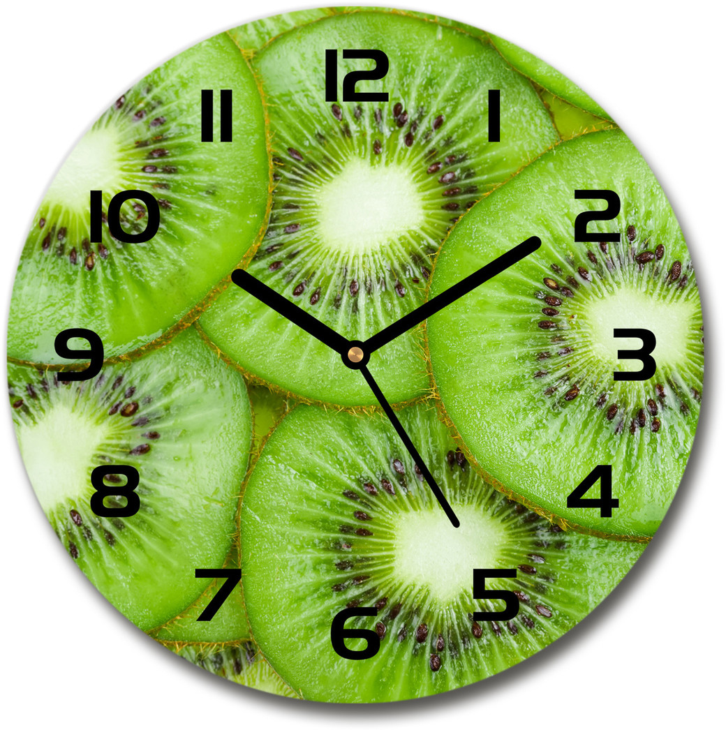 Zegar ścienny szklany okrągły Kiwi