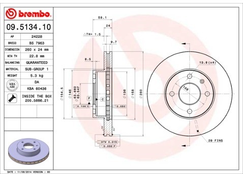 BREMBO Tarcze hamulcowe (komplet 2 sztuk) 09.5134.10
