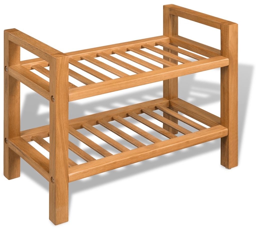 vidaXL Stojak na buty z 2 półkami, drewno dębowe 49,5 x 27 40 cm