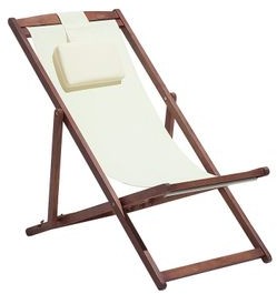 Beliani Leżak ogrodowy drewno eukaliptusowe beżowe siedzisko AVELLINO