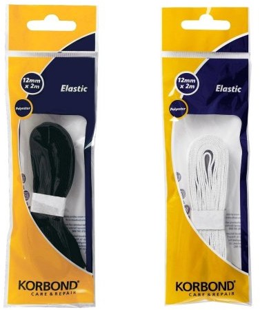 Korbond korbond 12 MM X 2 m taśma gumowa w kolorze czarnym i białym 108094