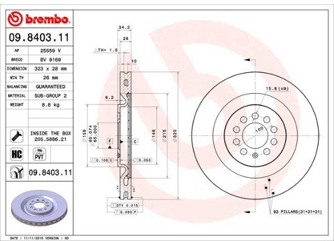 BREMBO Tarcza hamulcowa 09.8403.11