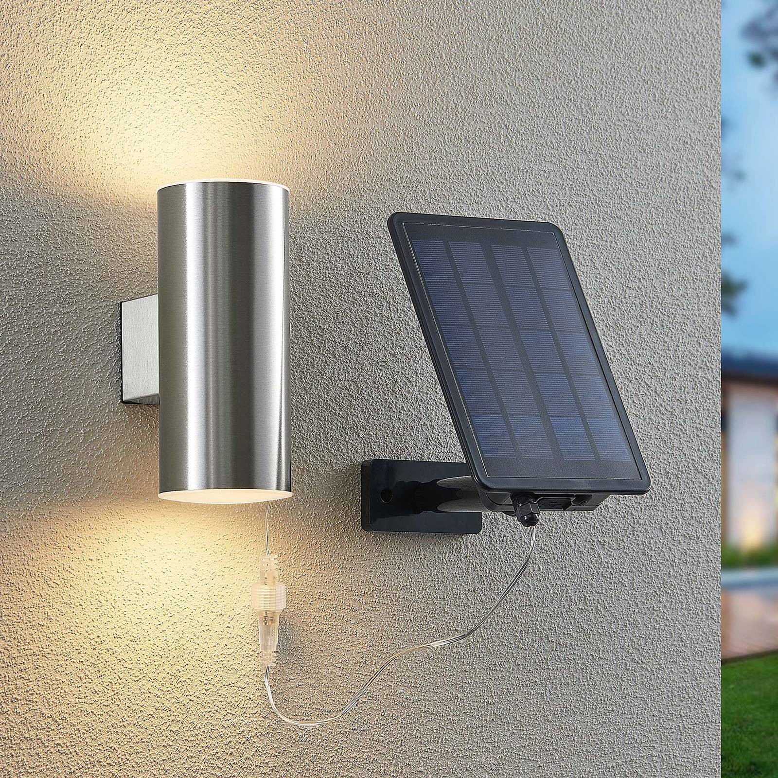 LINDBY Lindby Maurun solarny kinkiet LED, srebrny