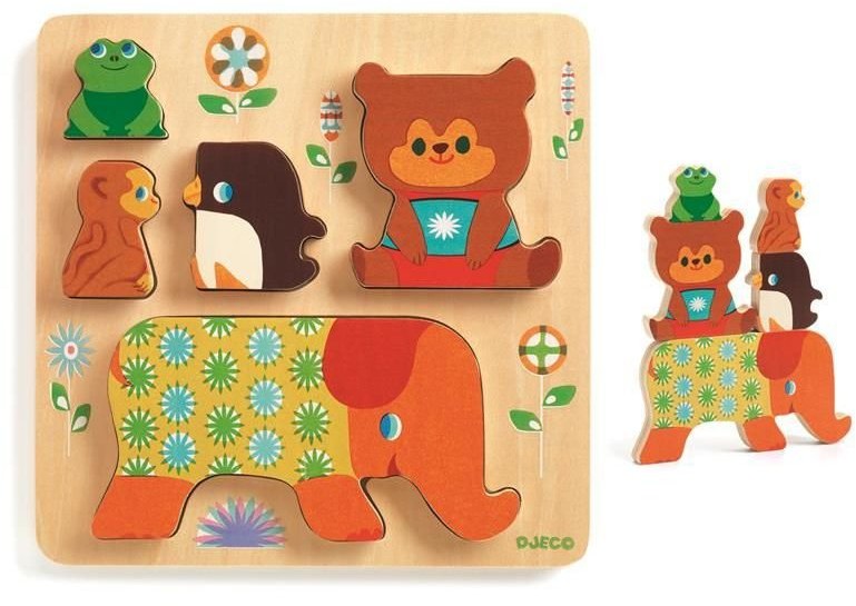 Djeco Drewn. puzzle przestrz. PIRAMIDKA ZWIERZĄT