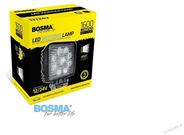 Micros Bosma BOSMA 6155 ROBOCZA 9xLED 12/24V 27W 1600 Lm KWADRATOWA SKUPIAJĄCA 1 szt) 6155