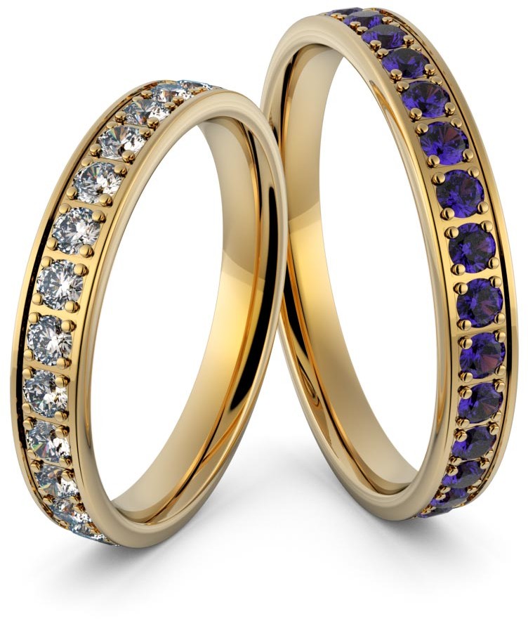 Eminence Obrączki ślubne z szafirami i brylantami - Au-951 Au-951-3