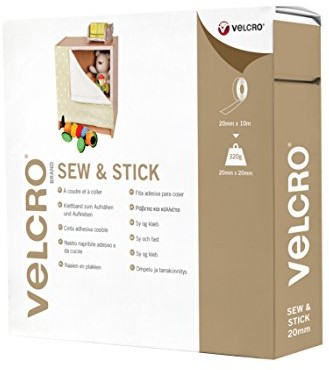 VELCRO Brand VELCRO - Sew and Stick on Tape 20 mm x 10 metrów czarny - zapięcie na rzep do naszywania i przyklejania oraz część flauszowa (szer. x dł.) 20 mm x 10 metrów czarne VEL-EC60262