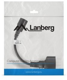 LANBERG LANBERG Przedłużacz kabla zasilającego IEC 320 C14 Schuko 20cm czarny (CA-C14E-10CC-0018-BK)