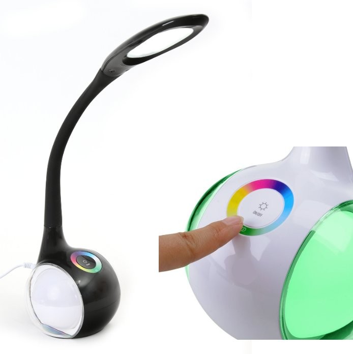 Platinet Lampka biurkowa LED 7W Platinet PDL20B ze zmieniającą kolor podstawą czarna