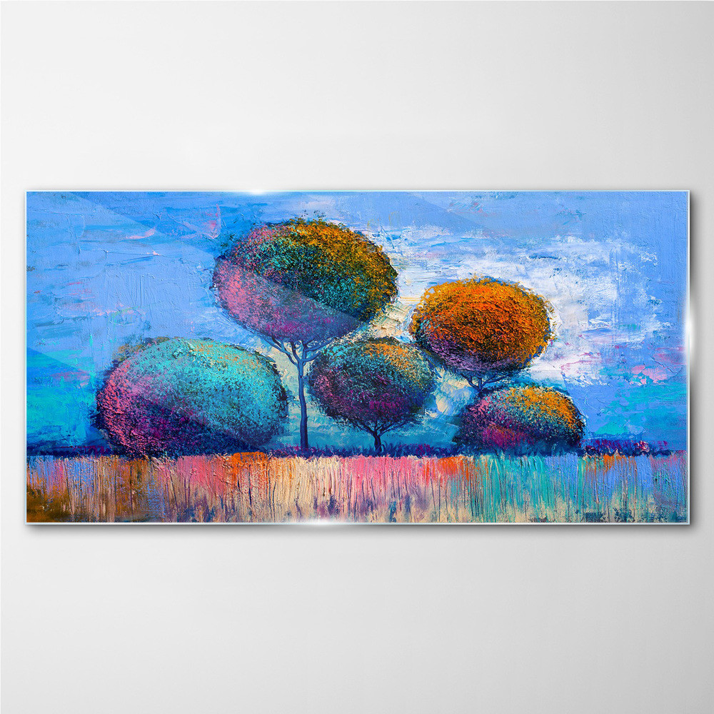 PL Coloray Obraz na Szkle Malarstwo abstrakcja drzewa 100x50cm
