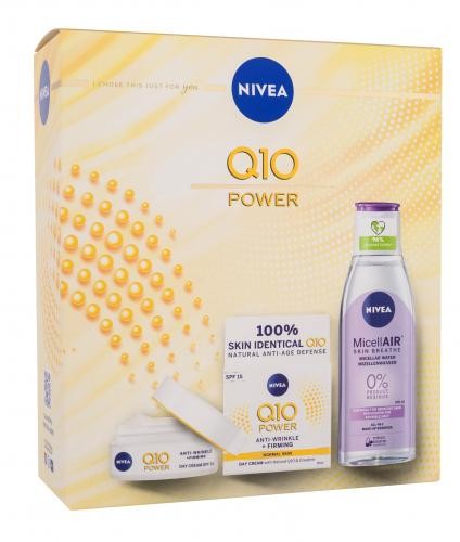 Nivea Q10 Power Anti-Wrinkle + Firming zestaw Krem do twarzy na dzień 50 ml + woda micelarna 200 ml