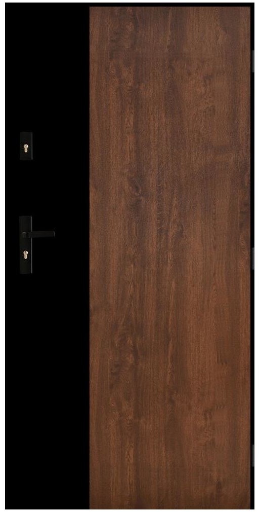 Drzwi zewnętrzne stalowe Tikana orzechowe 90 prawe