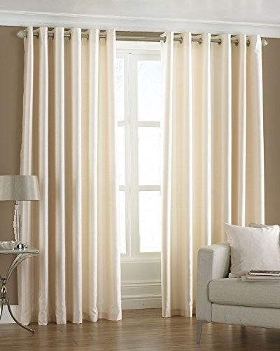 Riva Paoletti Fiji Faux Silk Cream ring Top curtains, kremowy, 117x137cm FIJISIL/RT8/CRE