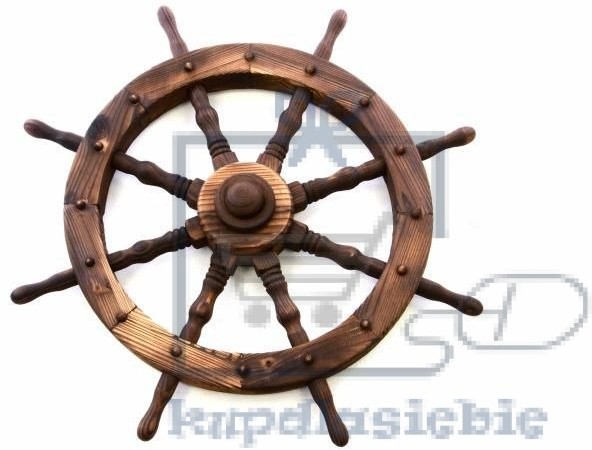 Garthen Koło sterowe drewniane Garth - stylowa rustykalna dekoracja 80 cm