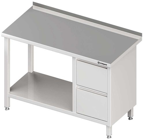 Stalgast Stół przyścienny z blokiem dwóch szuflad (p),i półką 1000x600x850 mm 98