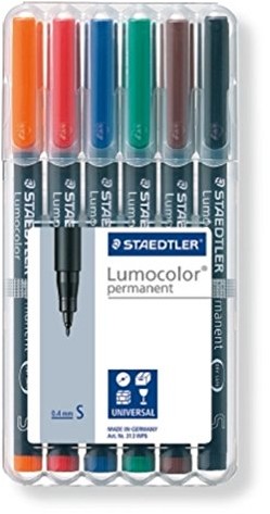 Staedtler 313 WP6 Lumocolor pisak uniwersalny S-koronka, trwałe, około 0.4 MM, 6 sztuki w kolorze możliwości instalacji Staedtler Box 313 WP6