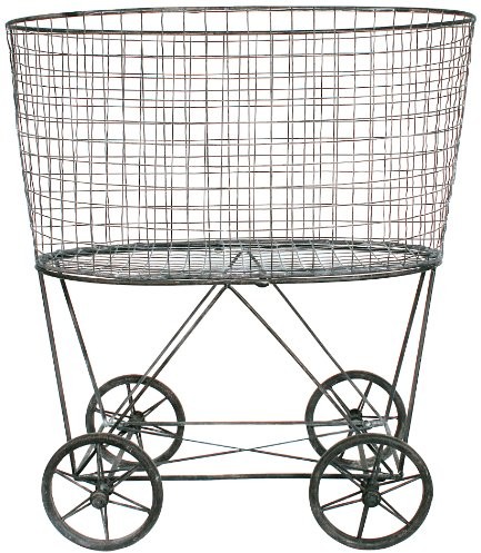 Creative Co-op Creative co-op de2757 Metal Vintage Laundry Basket with Wheels DE2757