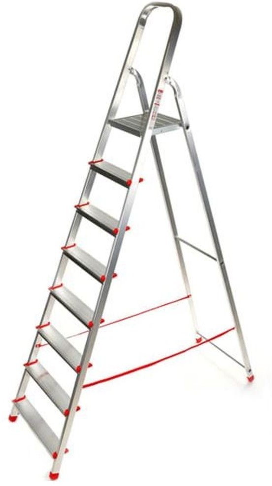 996 99674640 Drabina domowa 8 stopniowa czerwona wysokość robocza 3,61m) 74640-uniw