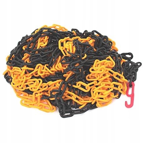 Łańcuch Plastikowy Ostrzegawczy Fi 6 mm 25m + Haki