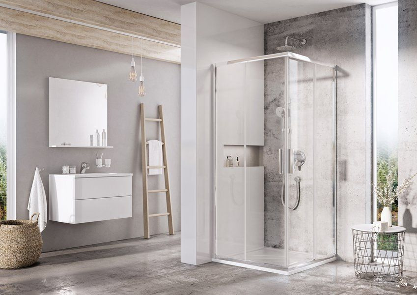 Ravak Blix Slim Kabina prostokątna 80x80x195 cm profile połysk szkło przezroczyste X1LM40C00Z1