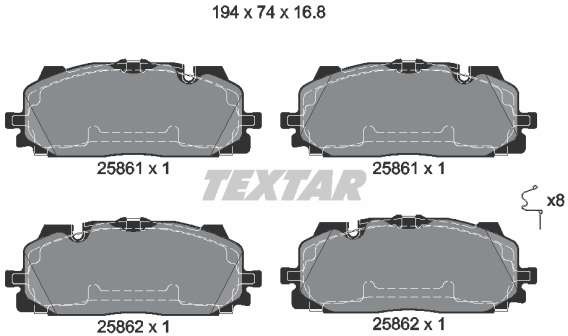 TEXTAR Klocki hamulcowe przód AUDI Q8 18> 2586101