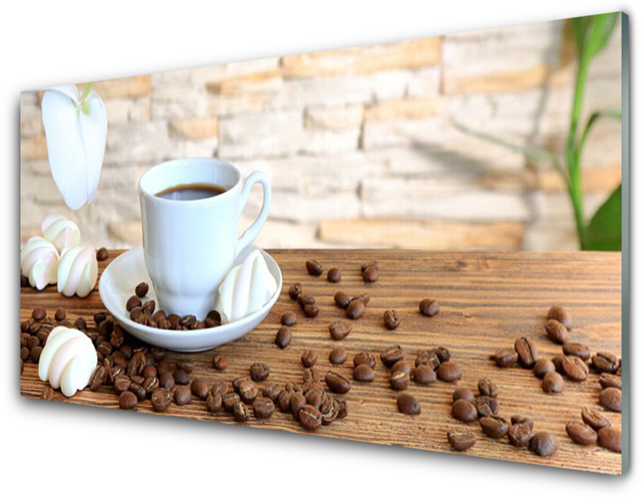 Tulup.pl Panel Szklany Kubek Kawa Ziarna Kuchnia 100x50cm