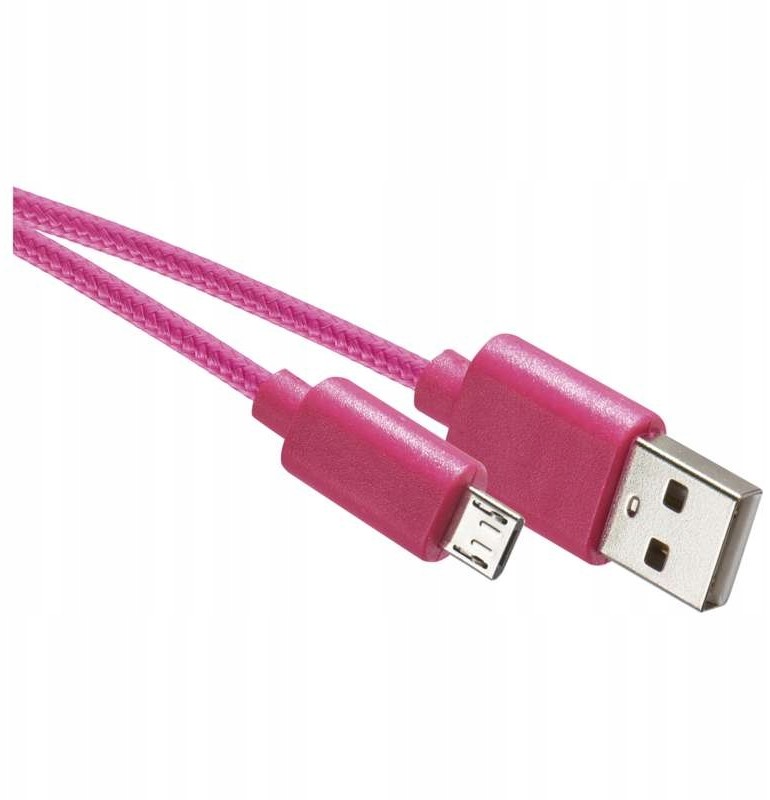 Przewód Usb 2.0 wtyk A wtyk micro B 1m różowy