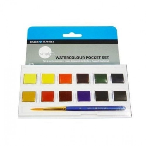 Daler Rowney AKWARELE AQUAFINE ZESTAW KIESZONKOWY 12 KOLORÓW 134500000