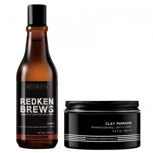 Redken Brews Brews zestaw dla mężczyzn: szampon 3 w 1 300ml + Clay Pomade 100ml 3116
