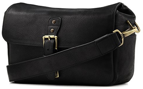 MegaGear megagear torba na aparat  Posłaniec z prawdziwej skóry do-bezlusterkowych, natychmiast obrazu i lustrzanek, czarny MG1331