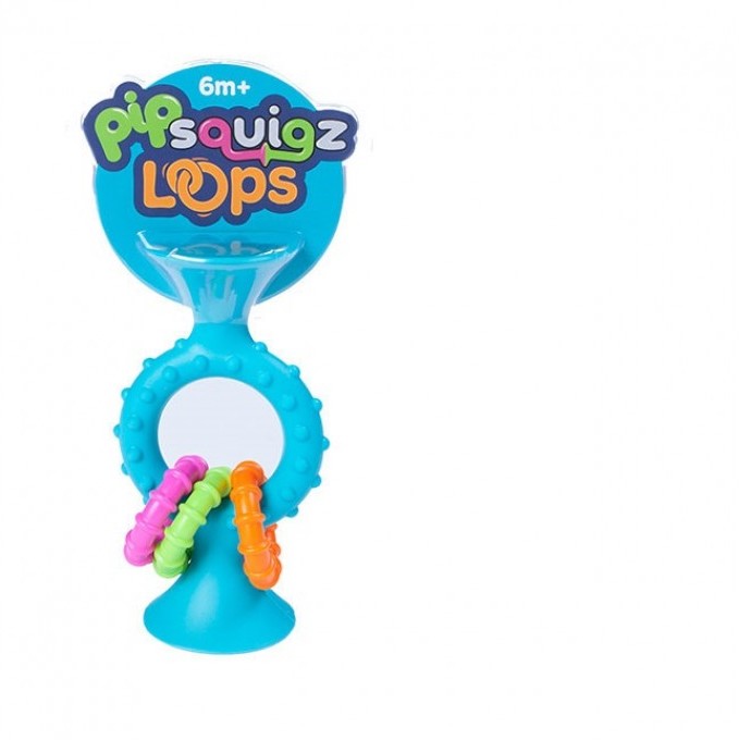 Fat Brain Toys PipSquigz Loops türkis Bobo Przyssawka Grzechotka Niebieska FAT BRAIN TOYS