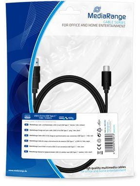 MediaRange Kabel USB 3.0 MRCS182 USB 3.0/USB Type-C, 1,8m, czarny MRCS182