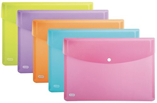 Elba 400102032 Urban portfele DIN A4, zaokrąglone narożniki, zamknięcie na guzik zatrzaskowy, opakowanie z 5 kieszeniami, z tworzywa sztucznego, półprzezroczysty, sortowane 400102032