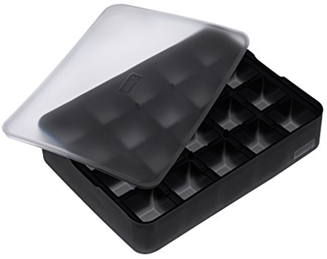 Lurch Ice Former Premium z silikonu, z pokrywką do wytwarzania lodu do 20 kostek lodu w rozmiarze 3 cm, czarna, 6.3 x 15.3 x 20.3 cm 240705