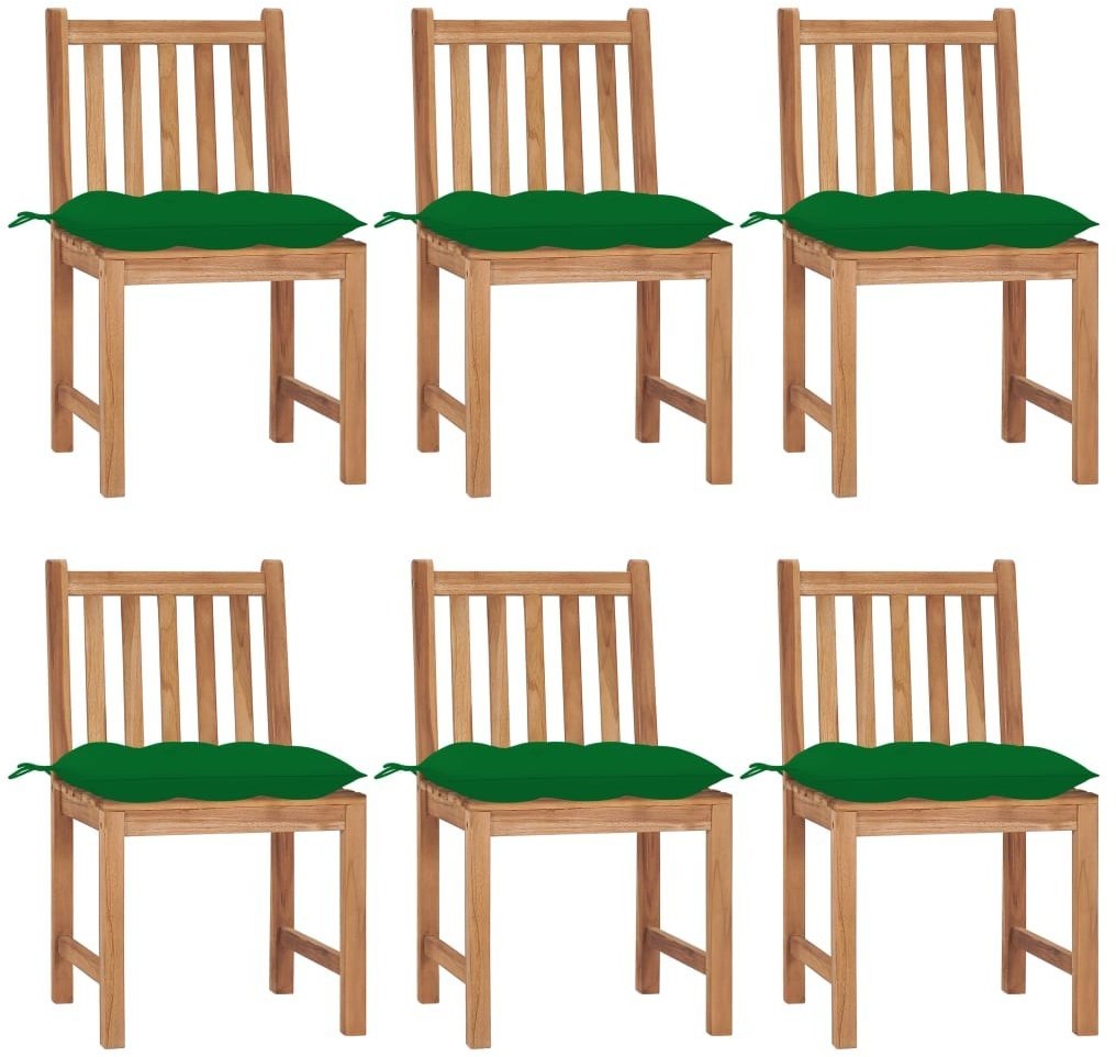 vidaXL Krzesła ogrodowe 6 szt., z poduszkami, lite drewno tekowe! 3073135