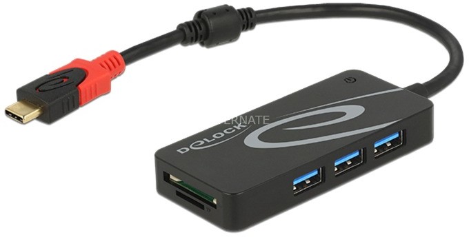 Delock HUB USB 3.0 USB Type-C > 3 Port extern USB 3.0 (3.1 Gen 1) Type-C 5000 Mbit/s Czarny